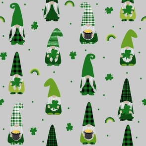 st patricks day gnome fabric - scandi gnome, gnome design, lucky gnome - grey