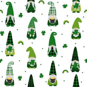 st patricks day gnome fabric - scandi gnome, gnome design, lucky gnome - white