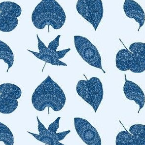 Classic Blue Leaves - Mehndi Leaf Designs