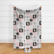 MomLife//Coffee//Pink - Wholecloth Cheat Quilt - Rotated 