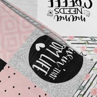 MomLife//Coffee//Pink - Wholecloth Cheat Quilt - Rotated 