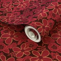 Magenta Rosewood tones floral, medium