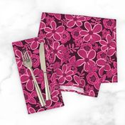 Magenta Rosewood tones floral, medium