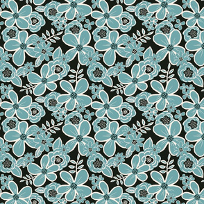 Dusty Aqua floral, medium