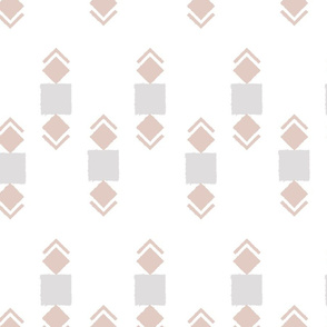 IKAT geometric pattern light greyish orange and grey on white