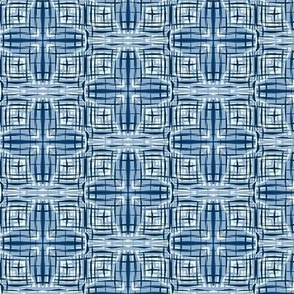 Sketchy Blue Threads in a Wonky Plaid (#1) on Ice Blue - Small Scale