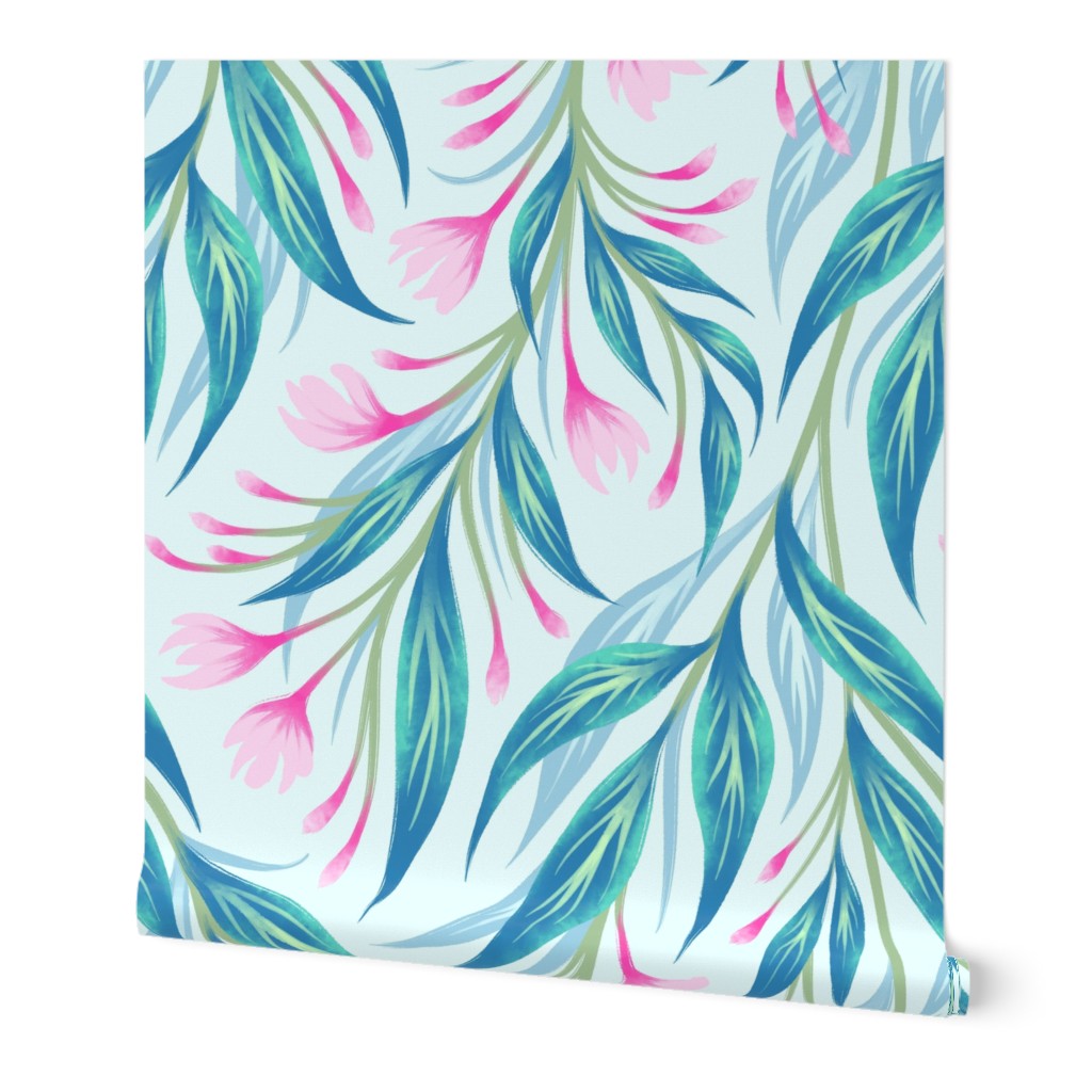 Budding Vines Floral - Pink Teal