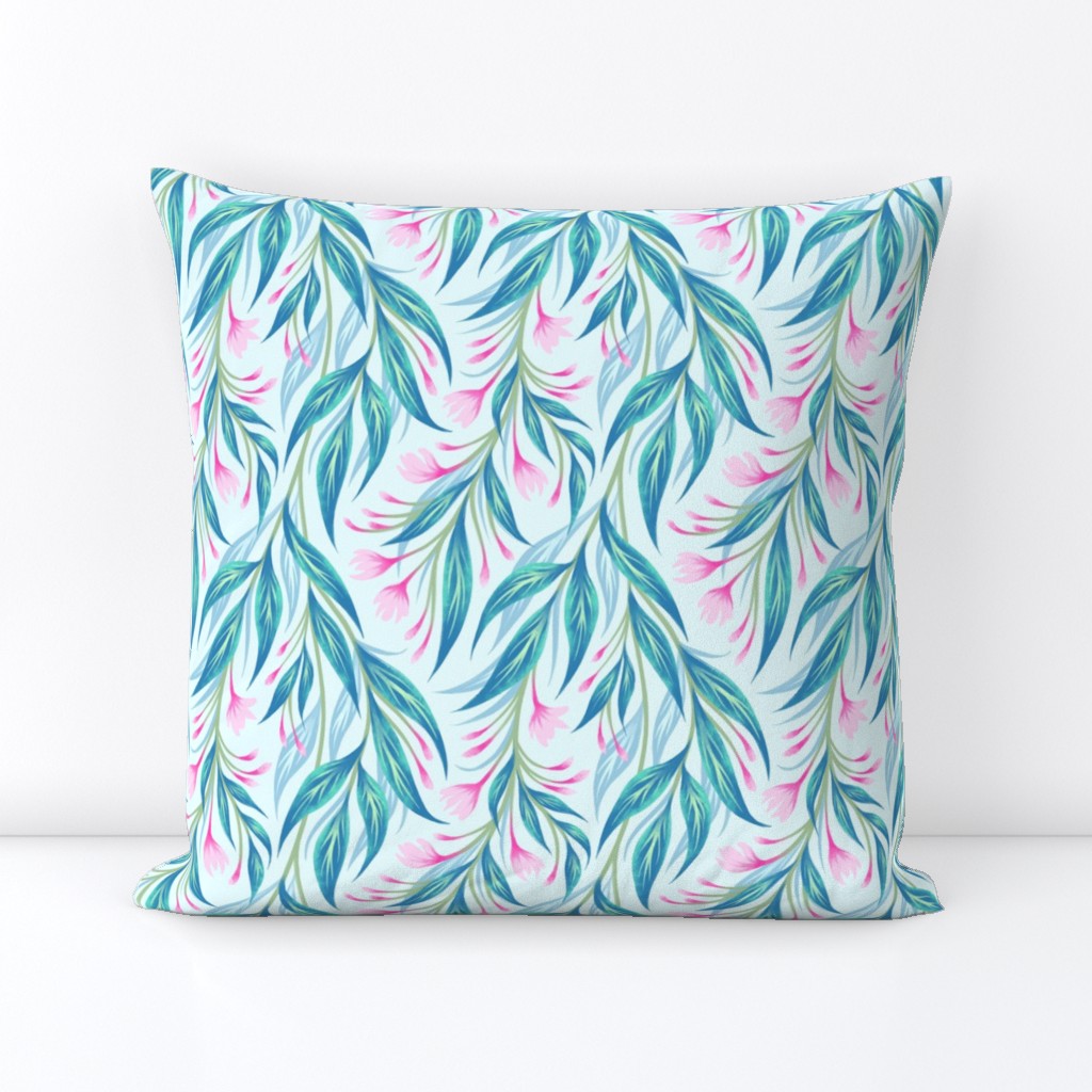 Budding Vines Floral - Pink Teal