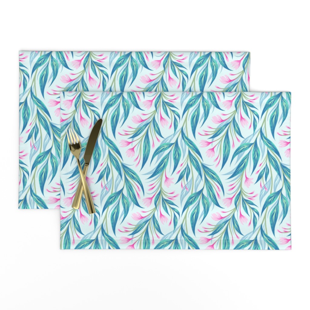 Budding Vines Floral - Pink Teal