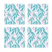 Budding Vines Floral - Pink Teal