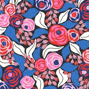 modern papercut roses on charcoal/large scale