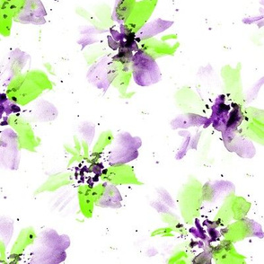 Kelly green watercolor ethereal flowers 