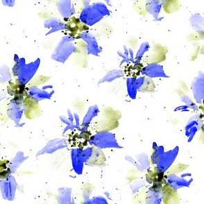 Ethereal flowers in blue and khaki ★ watercolor florals for modern home decor, bedding, nursery