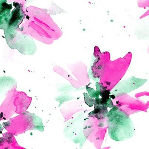 Ethereal flowers in fuchsia and emerald ★ watercolor florals for modern home decor, bedding, nursery