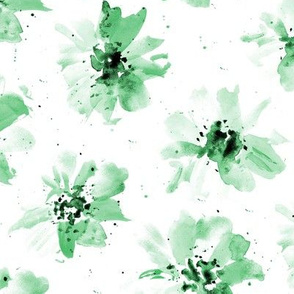 Jade green watercolor ethereal flowers - home decor painted florals for modern home decor, bedding
