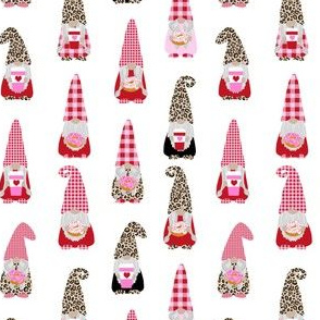 gnome fabric - tomten fabric, scandi gnome fabric, trendy gnomes fabric - leopard coffee and donuts