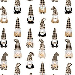 gnome fabric - tomten fabric, scandi gnome fabric, trendy gnomes fabric - leopard white