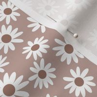 daisies fabric - daisy fabric, neutral daisies,  brown daisy, brown daisies fabric