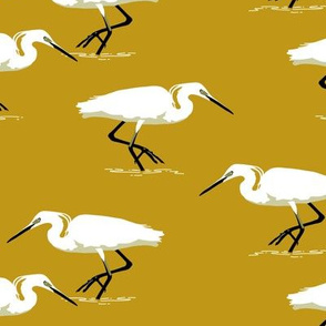 White herons on gold - small scale 