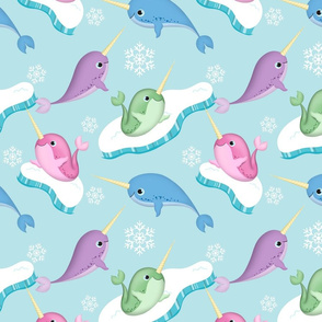 Colorful Arctic Narwhal Pattern 