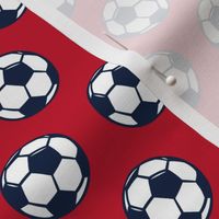 (small scale) soccer balls - navy on red-   sports balls - LAD19