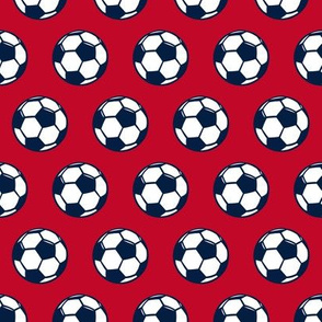 (small scale) soccer balls - navy on red-   sports balls - LAD19
