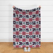 Soccer Patchwork - mens/ boys soccer wholecloth in red white and blue - USA - patchwork sports  - LAD20