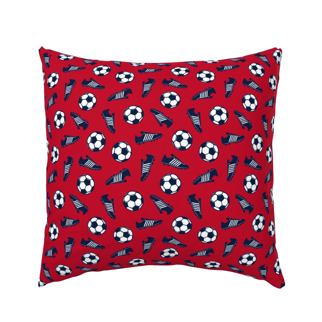  Soccer ball and cleats - navy on red - LAD19