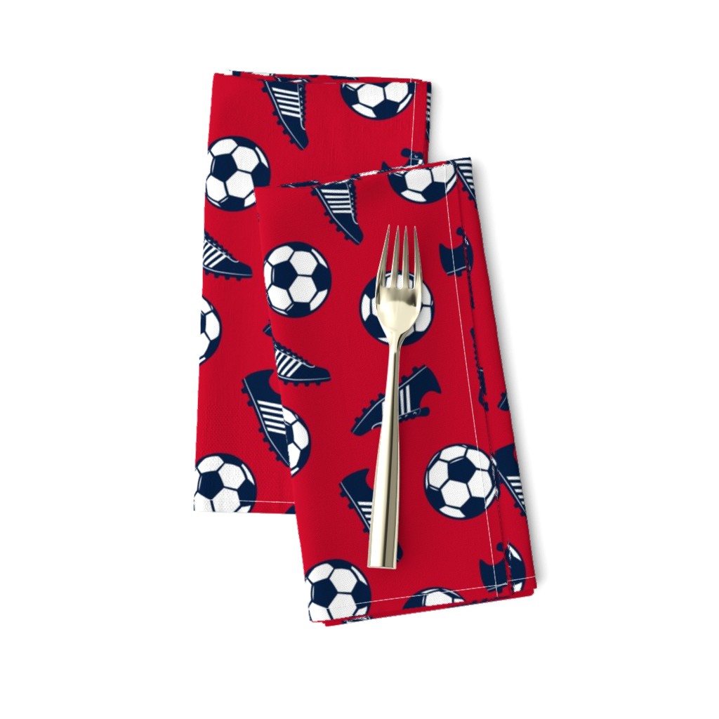  Soccer ball and cleats - navy on red - LAD19