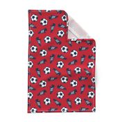  Soccer ball and cleats - navy on red - LAD19