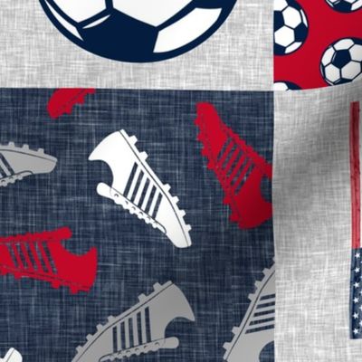 Soccer Patchwork - womens/girls  soccer wholecloth in red white and blue - USA - patchwork sports (90)  - LAD20