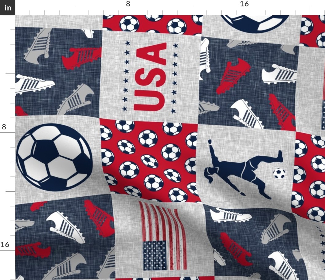 Soccer Patchwork - womens/girls  soccer wholecloth in red white and blue - USA - patchwork sports (90)  - LAD20