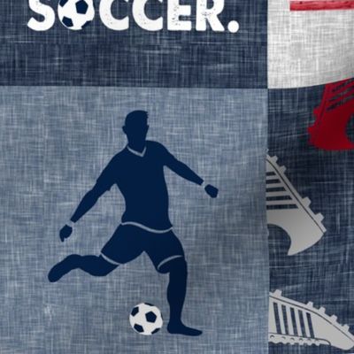 Eat. Sleep. Soccer - mens/ boys soccer wholecloth in red white and blue - USA - patchwork sports  - LAD20