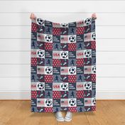 Eat. Sleep. Soccer - mens/ boys soccer wholecloth in red white and blue - USA - patchwork sports  - LAD20
