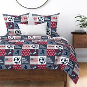 Eat. Sleep. Soccer - mens/ boys soccer wholecloth in red white and blue - USA - patchwork sports  - LAD20