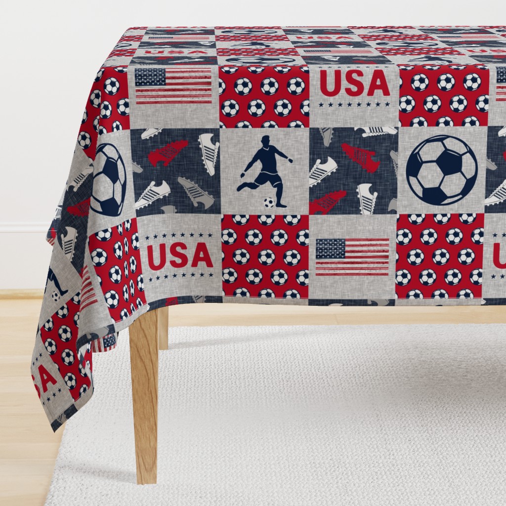 Soccer Patchwork - mens/ boys soccer wholecloth in red white and blue - USA - patchwork sports (90)  - LAD20