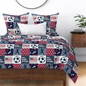 Eat. Sleep. Soccer - womens/girls soccer wholecloth in red white and blue - USA - patchwork sports  - LAD20