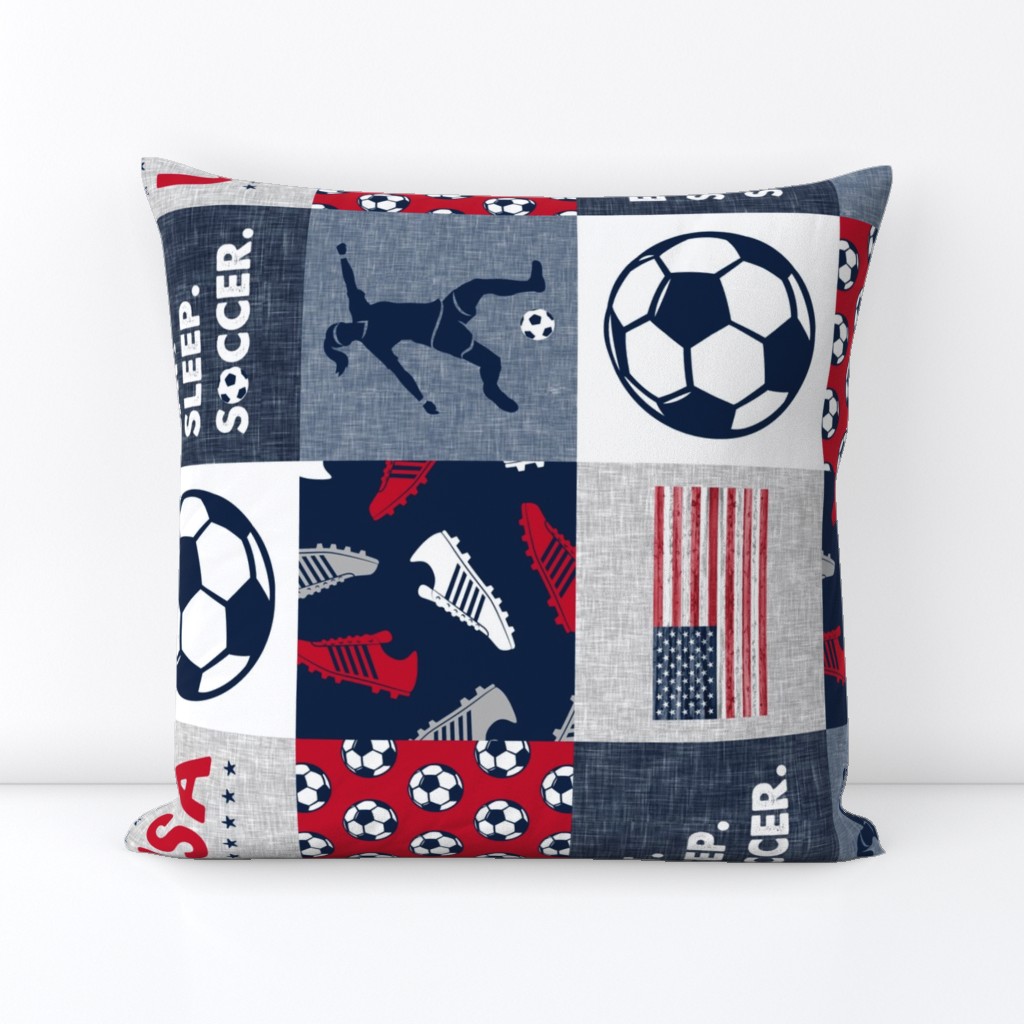 Eat. Sleep. Soccer - womens/girls soccer wholecloth in red white and blue - USA - patchwork sports (90)  - LAD20