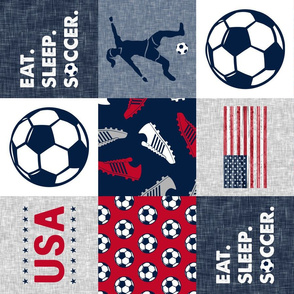 Eat. Sleep. Soccer - womens/girls soccer wholecloth in red white and blue - USA - patchwork sports (90)  - LAD20