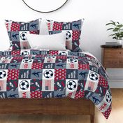 Eat. Sleep. Soccer. - mens/ boys soccer wholecloth in red white and blue - USA - patchwork sports (90)  - LAD20