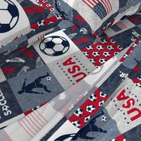 Eat. Sleep. Soccer. - mens/ boys soccer wholecloth in red white and blue - USA - patchwork sports (90)  - LAD20