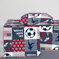 Eat. Sleep. Soccer. - mens/ boys soccer wholecloth in red white and blue - USA - patchwork sports (90)  - LAD20