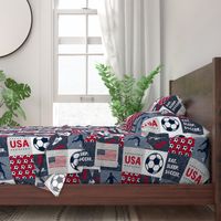 Eat. Sleep. Soccer. - mens/ boys soccer wholecloth in red white and blue - USA - patchwork sports (90)  - LAD20