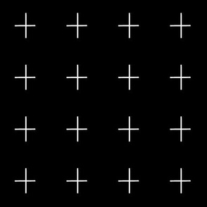 2" Swiss Cross Plus Sign Pattern | White on Black