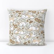 Cute Spring Bunnies - earth tone yellow