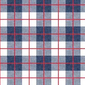 navy and red summer plaid - large check - LAD20