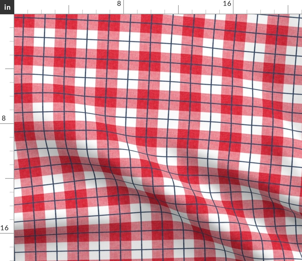 red white and navy summer plaid - large check - LAD20