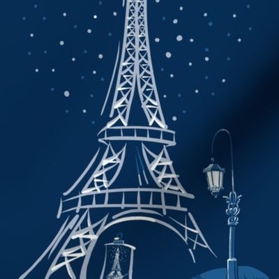Paris Romance Wallpaper Large | Blue