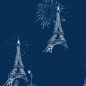 Paris Romance Wallpaper Large | Blue