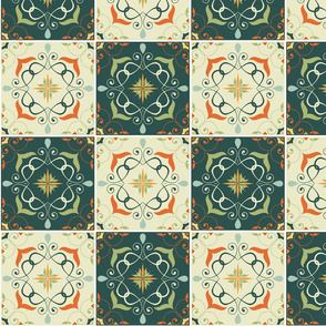 portuguese tiles - vintage tiles - tiles fabric